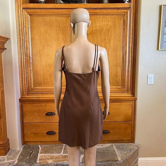 Meshki Ayla Chocolate Satin Cut out Mini Dress Size Small NWT - Picture 4 of 14